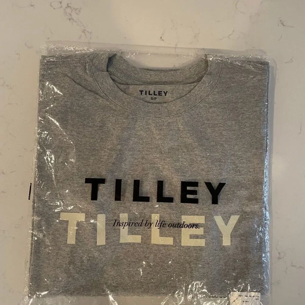 Tilley SS Casual Boyfriend Cut 100% Organic Cotton T Shirt Grey + White NIB - Picture 7 of 7